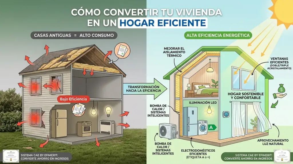 Infografía beneficios de convertir tu vivienda en un hogar eficiente